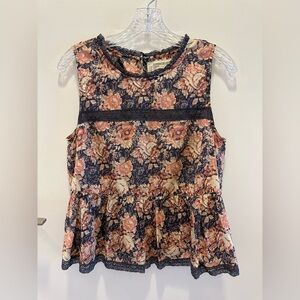 Current/Elliott Orange Peplum Blouse Sleeveless